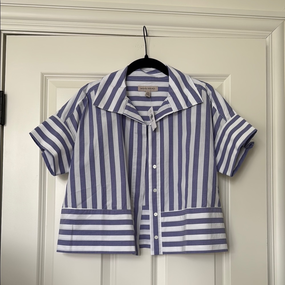 Laurel French-Cuff Shirt  Stripe Button down NWT